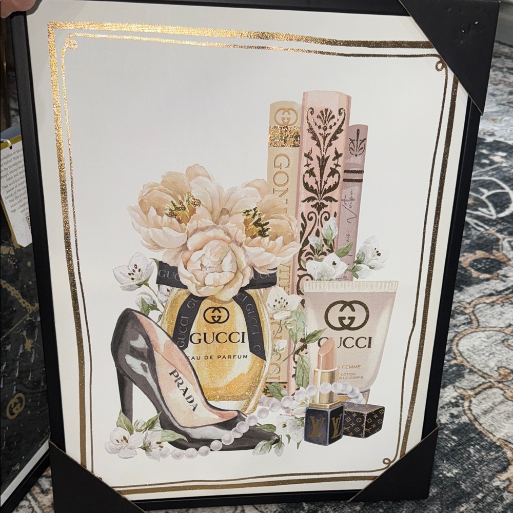 Gucci Gold and Cream Wall Art Decor